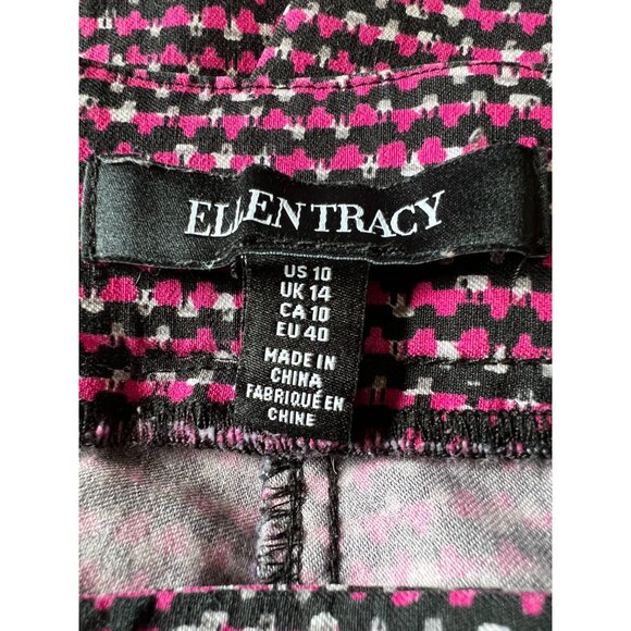 Ellen Tracy Womens Pink & Black Houndstooth Pattern Straight-Leg Pants Size 10 - Picture 2 of 9